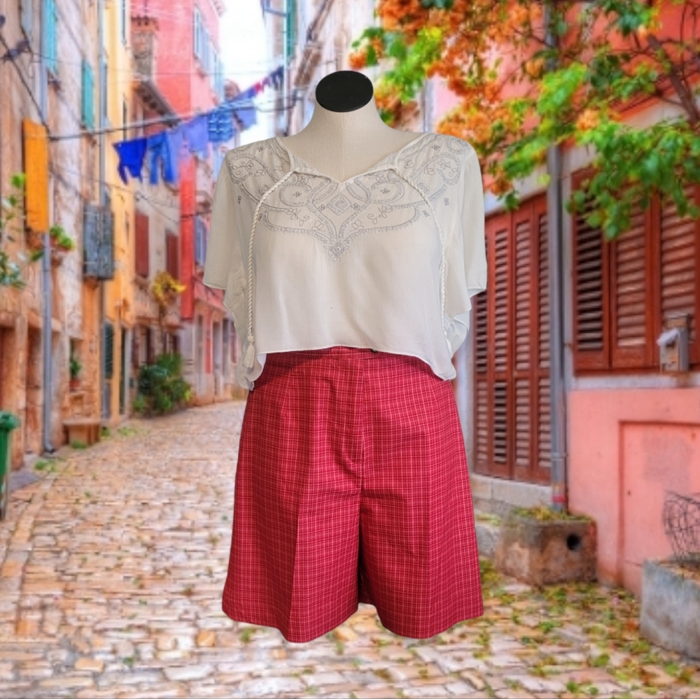 Red Preppy Plaid Shorts